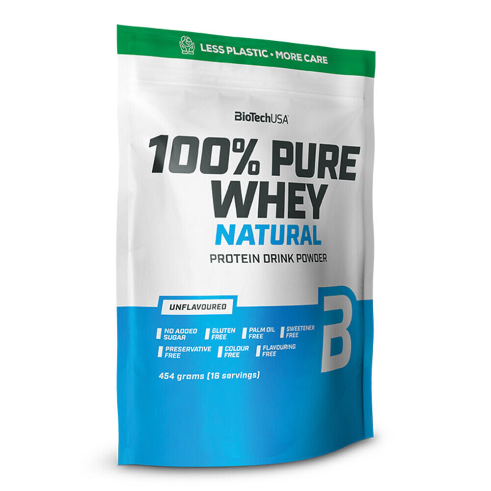BIOTECH USA 100% Pure Whey (454g) Sabor Natural (Sem Sabor) | Blend de Concentrado, Isolado e Hidrolisado | Zero Aditivos