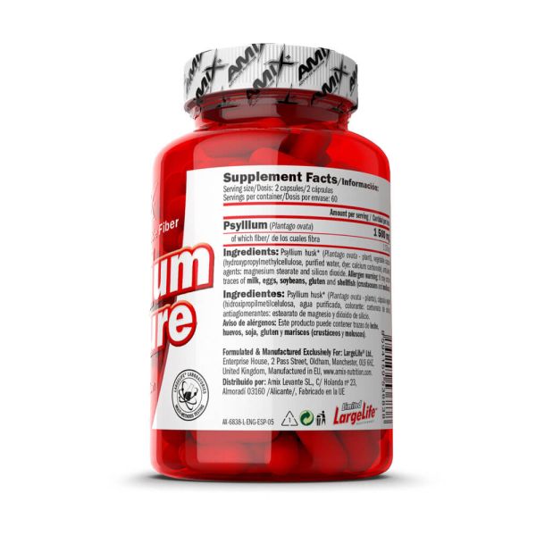 AMIX NUTRITION Psyllium Husk (Casca de Psílio) - 120 Cápsulas | Fonte de Fibra Pura para Trânsito Intestinal e Saúde Digestiva