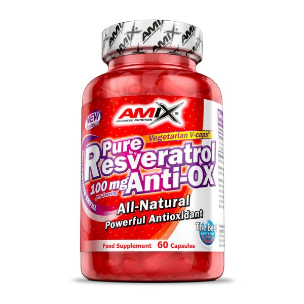 AMIX NUTRITION Pure Resveratrol Anti-OX - 60 Cápsulas | Potente Antioxidante, Suporte Cardiovascular e Anti-Envelhecimento