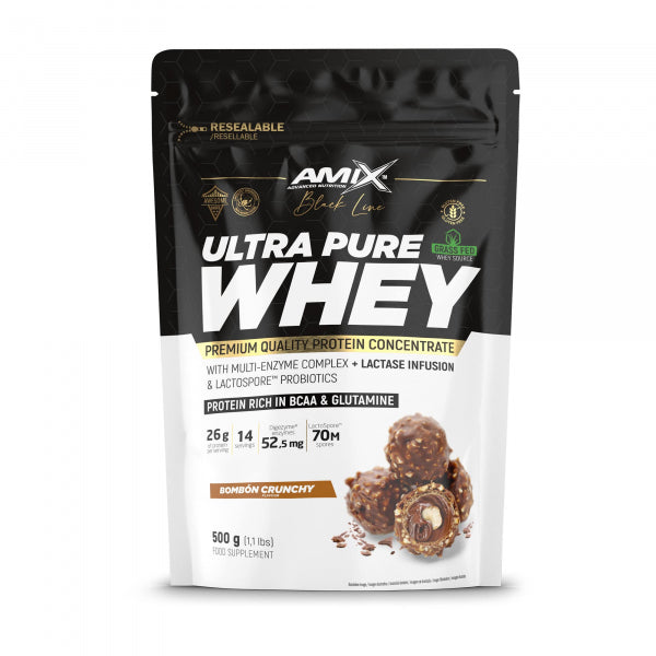 AMIX NUTRITION Ultra Pure Whey (500g) Sabor Bombom Crocante | Blend Isolado/Concentrado para Músculos e Recuperação Rápida