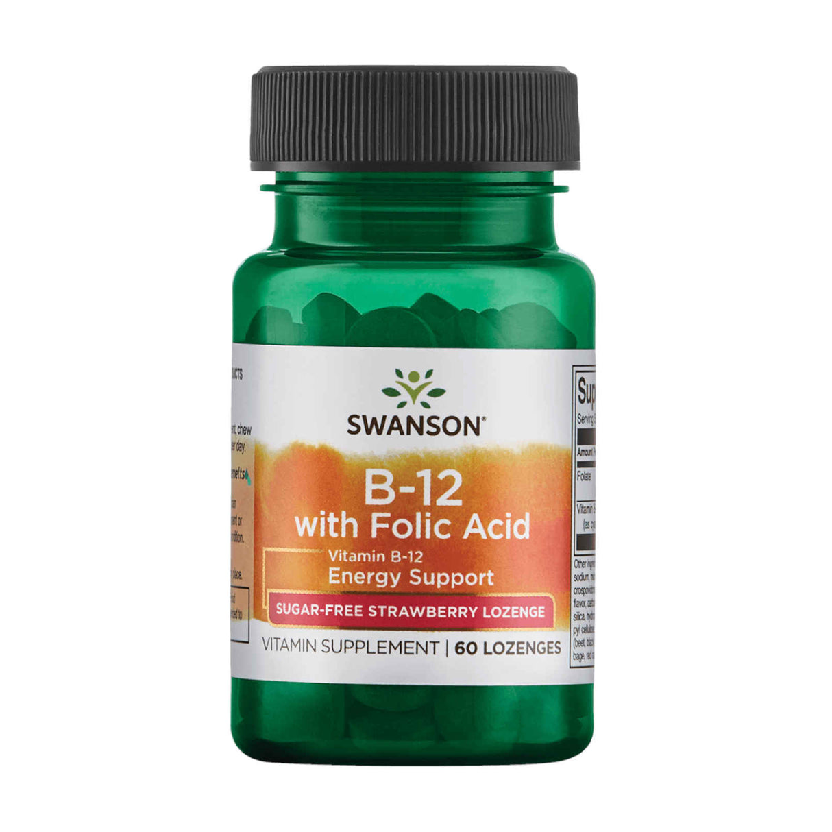 Swanson Vitamin B12 com Folate – 60 Cápsulas – Energia, Cérebro e Saúde Cardiovascular